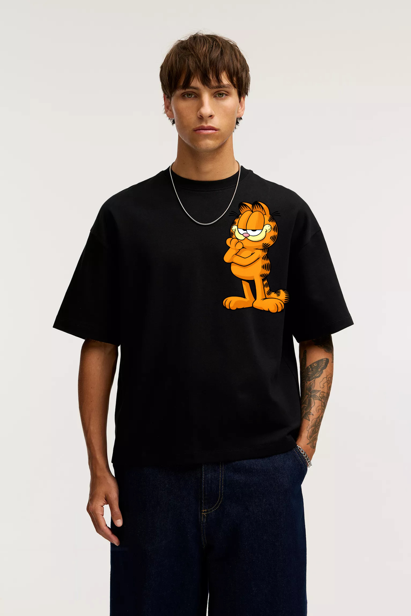 Garfield Printed Black Premium T-Shirt