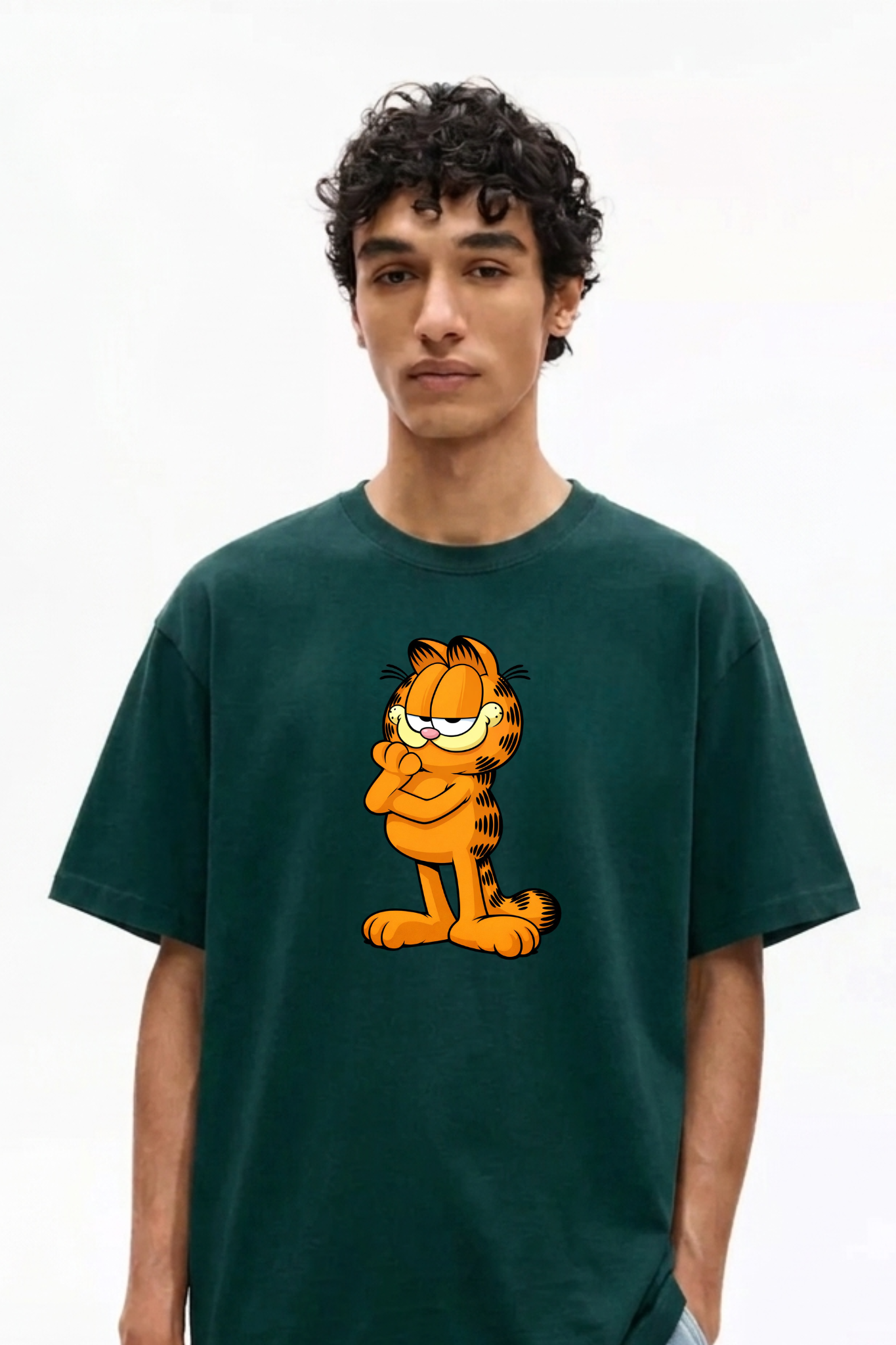 Garfield Printed Green Premium T-Shirt - Image 2